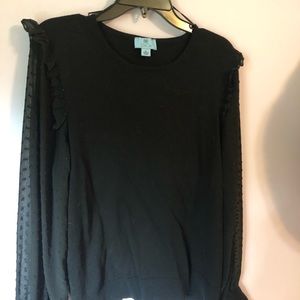 Cecelia black sweater top with sheer sleeves